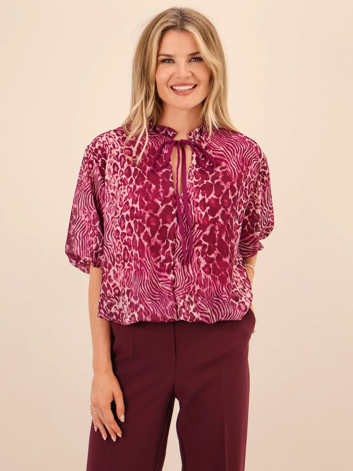 Ava Top- pink leopard print