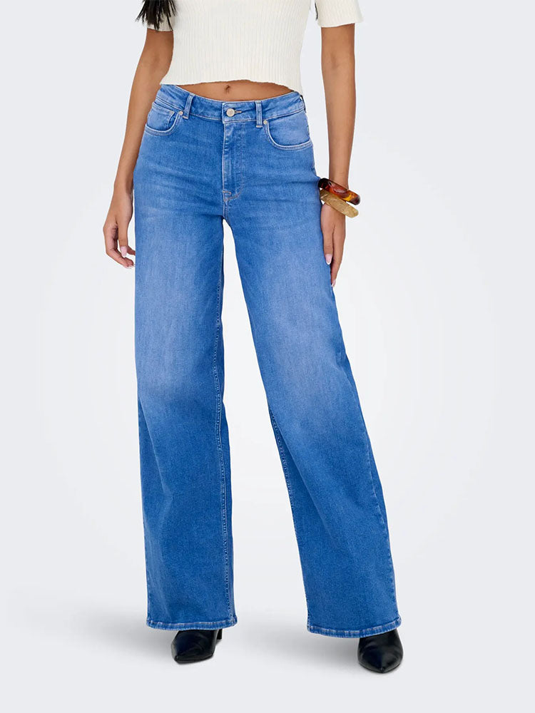 Onlmadison Blush High Waist Wide Leg Denim Jeans-Bright Blue Denim