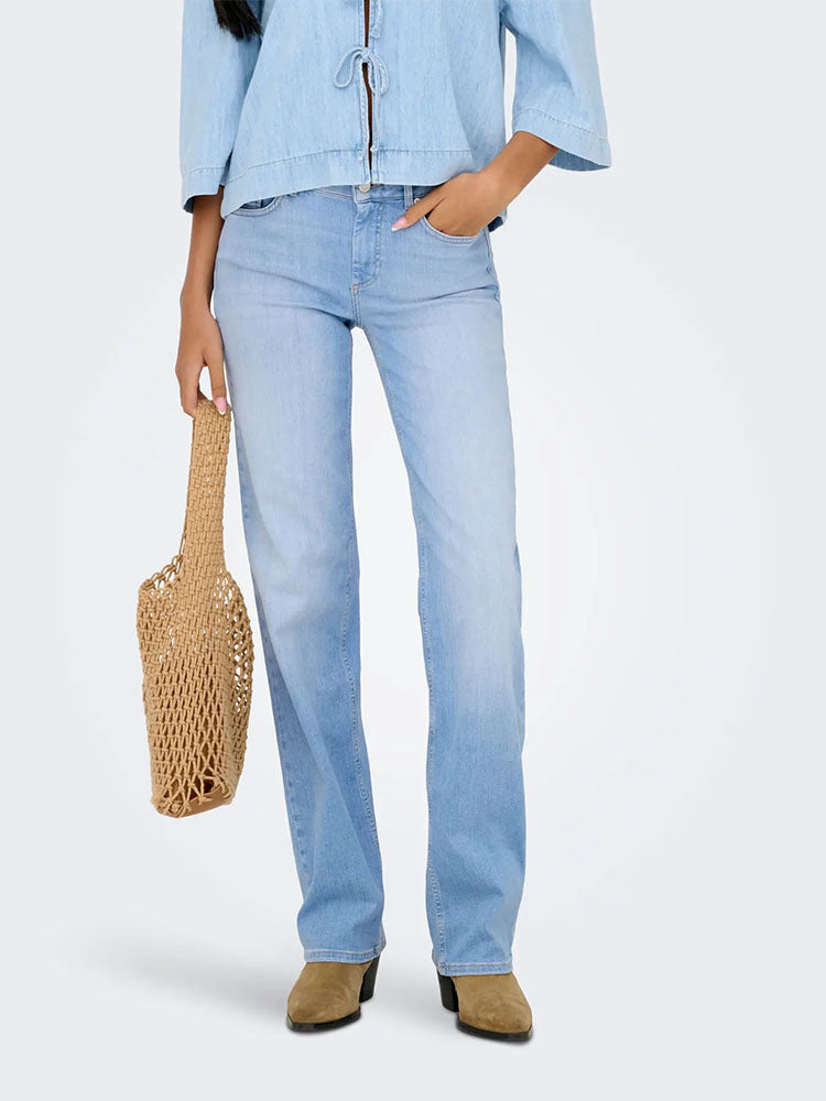 Onlblush Mid Waist Straight Denim-Light Blue Denim