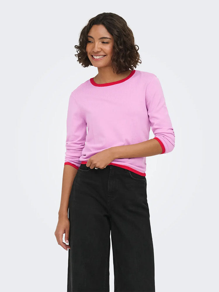 Onlconta Knit Sweater-Pink/Red