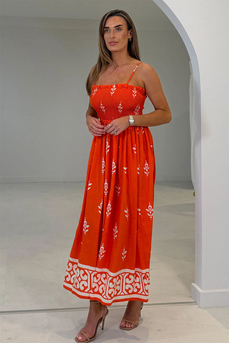 Pre-Order Abby Orange Border Print Maxi Dress Pre-Order