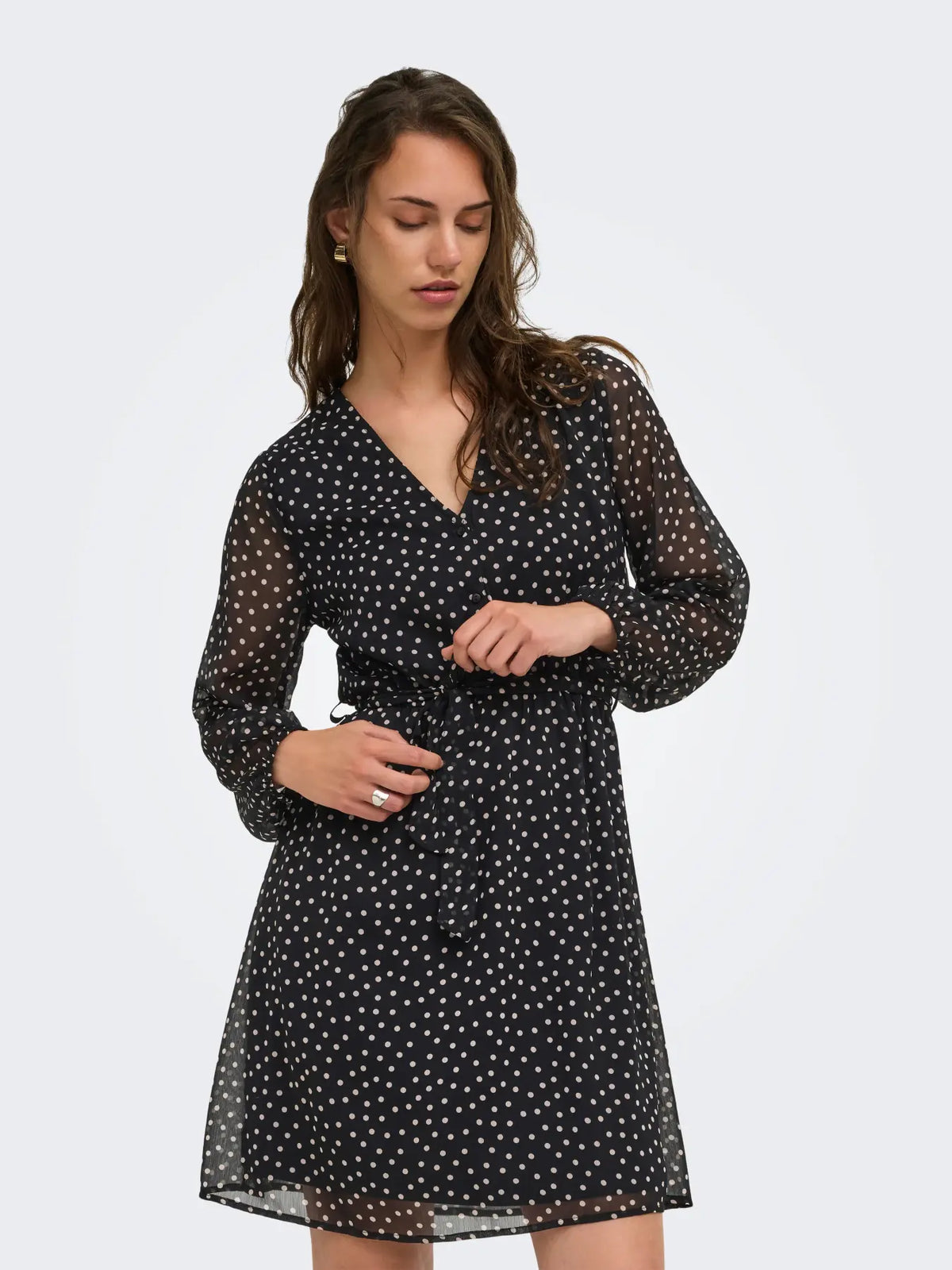 Onlcera short dress- Black Polka Dot