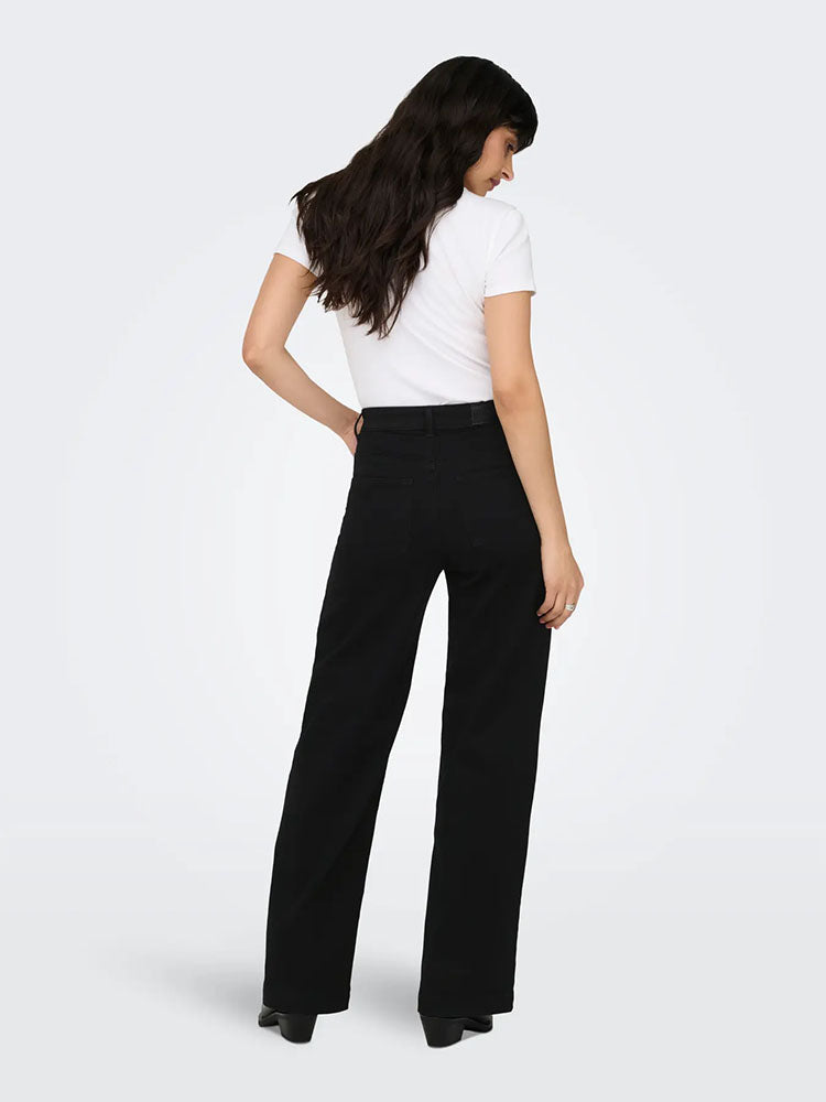 Onlmadison-Royal High Waist Wide Leg Denim Jeans-Black