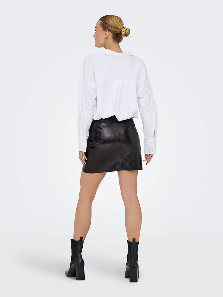 Jdycosmo High Waist Faux Leather Skirt-Dark Burgundy