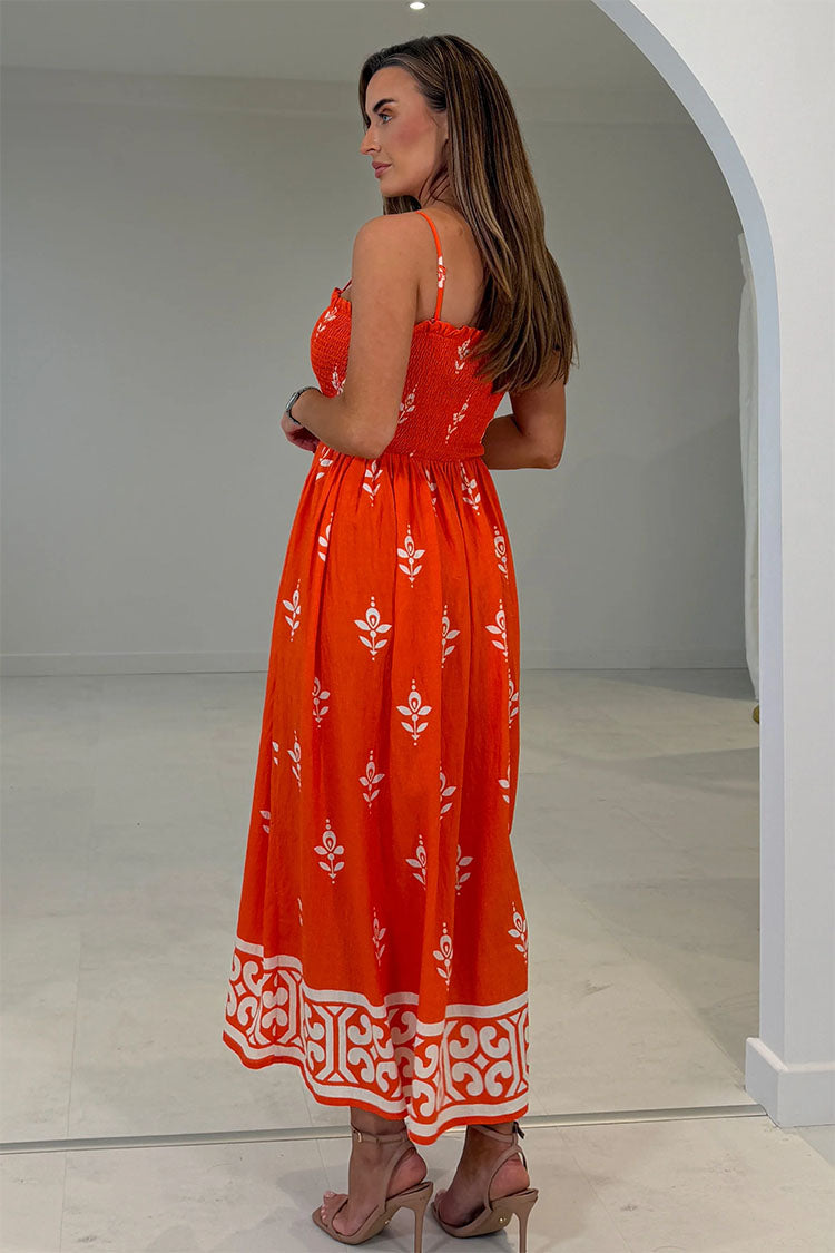Pre-Order Abby Orange Border Print Maxi Dress Pre-Order