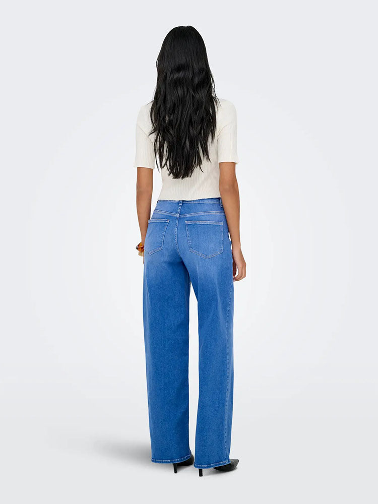 Onlmadison Blush High Waist Wide Leg Denim Jeans-Bright Blue Denim