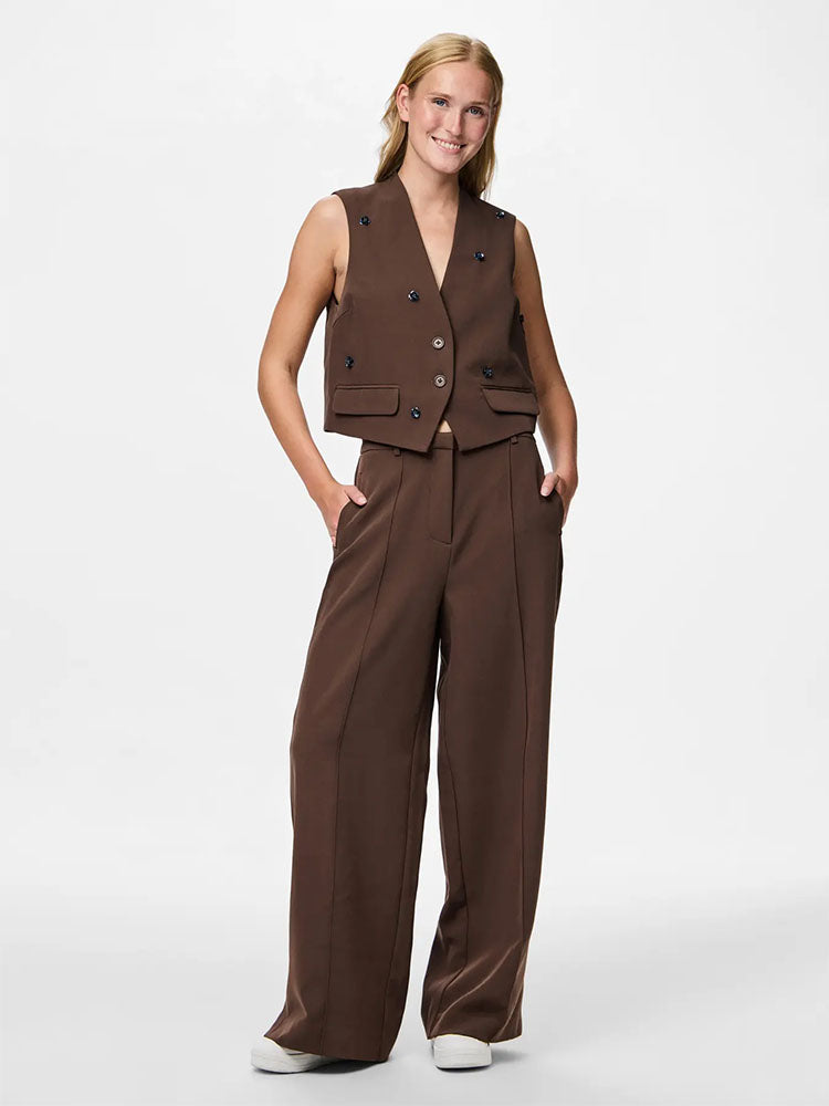 Pcminni Flower Waistcoat-Hot Fudge