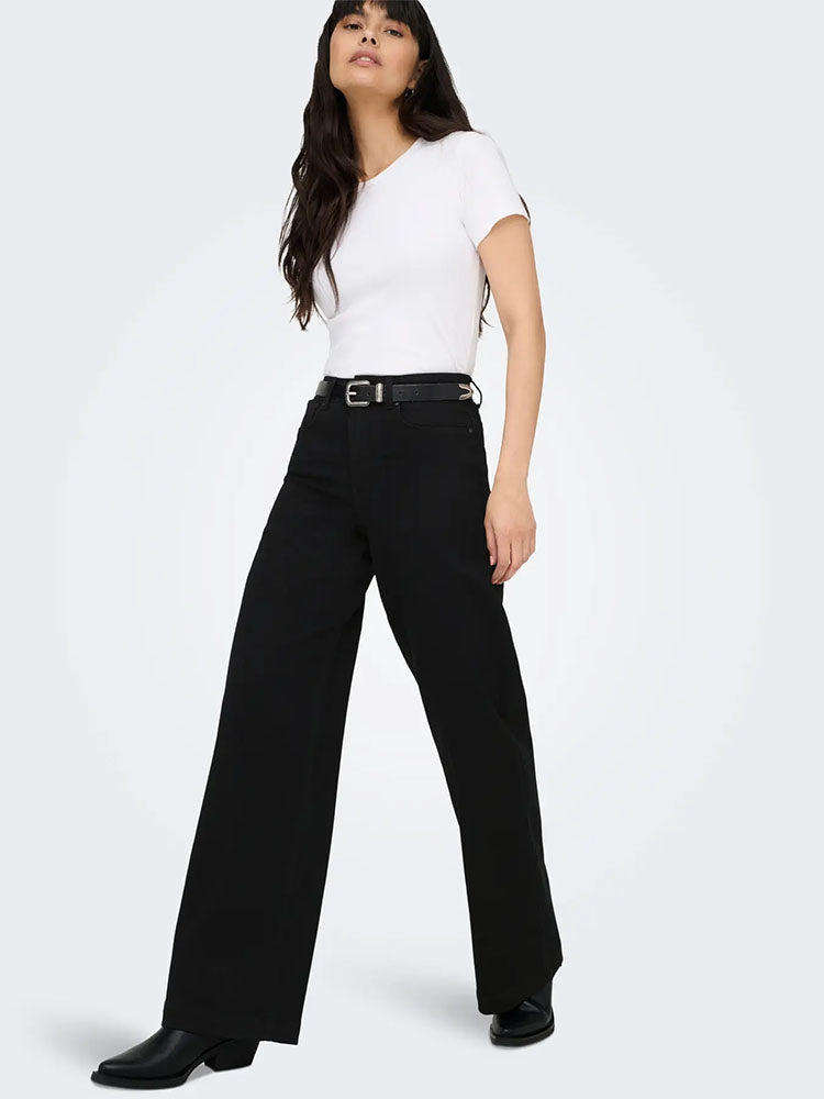 Onlmadison-Royal High Waist Wide Leg Denim Jeans-Black
