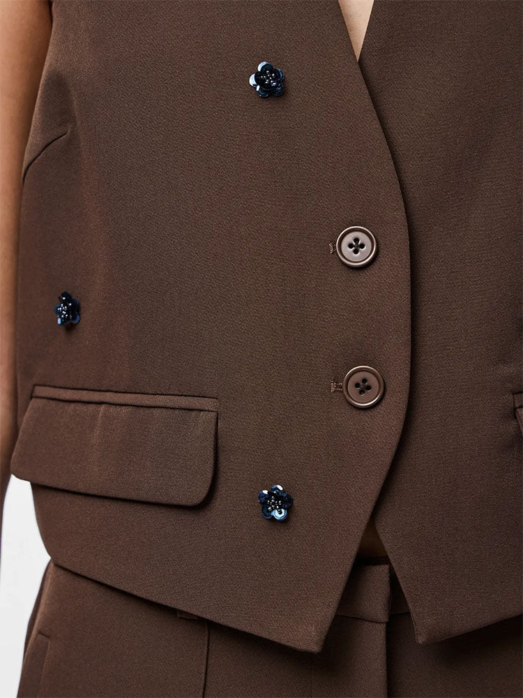 Pcminni Flower Waistcoat-Hot Fudge