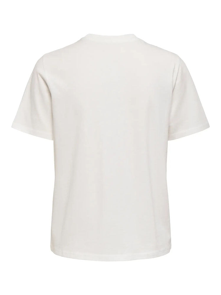 Onlparker Pearl Neck T-Shirt-White