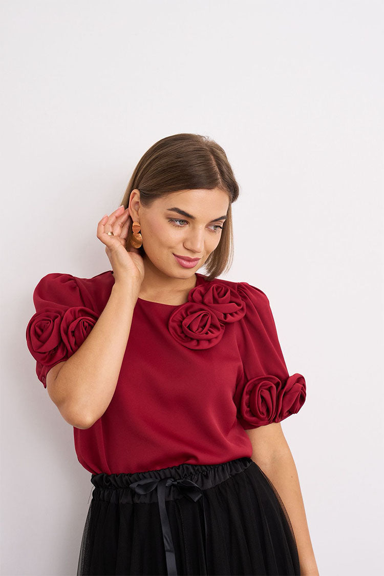 Flower Top-Burgundy