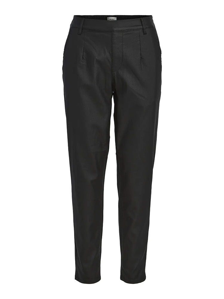 Objbelle Coated Trousers-Black