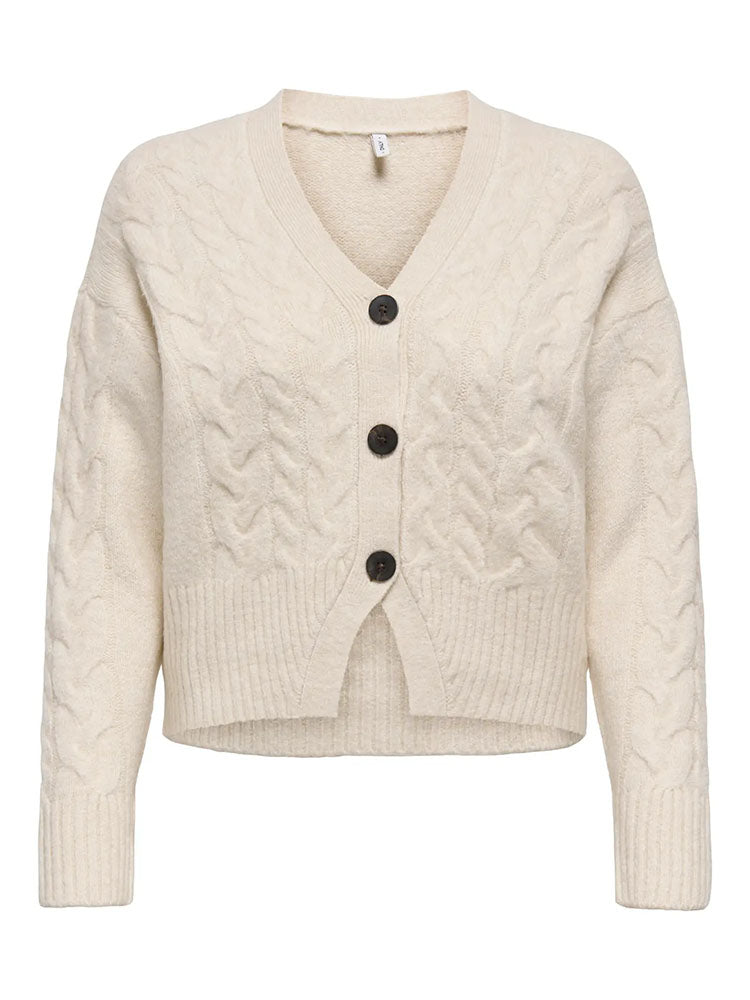 Onlrio Short Cable Cardigan-Cream