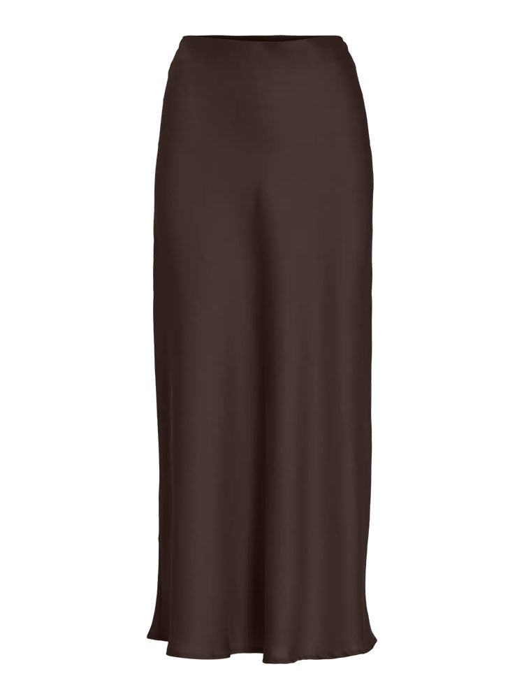 Viellette High Waist Midi Skirt- Coffee Bean