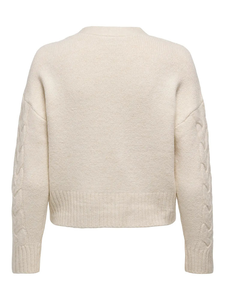 Onlrio Short Cable Cardigan-Cream