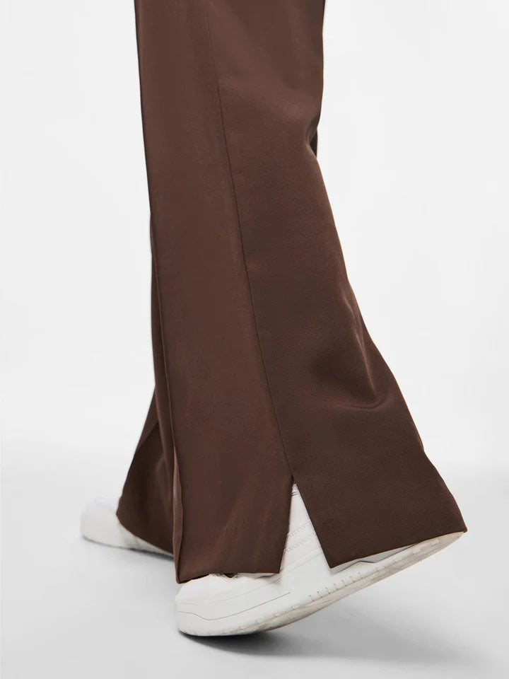 Pcminni High Waist Wide Leg Tailored Trousers-Hot Fudge