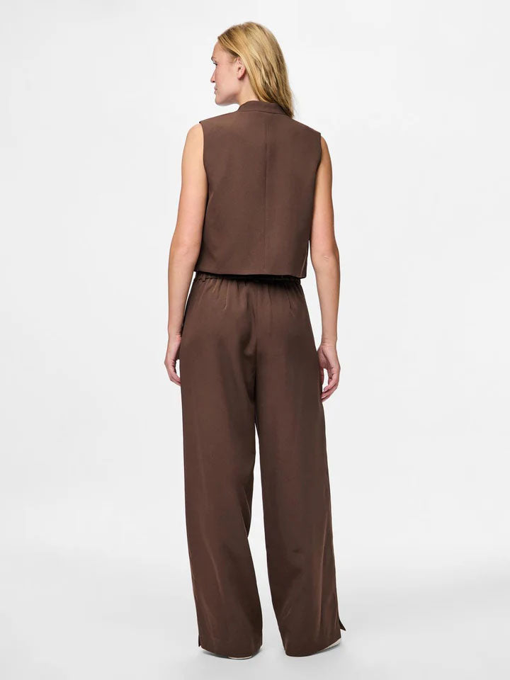Pcminni High Waist Wide Leg Tailored Trousers-Hot Fudge