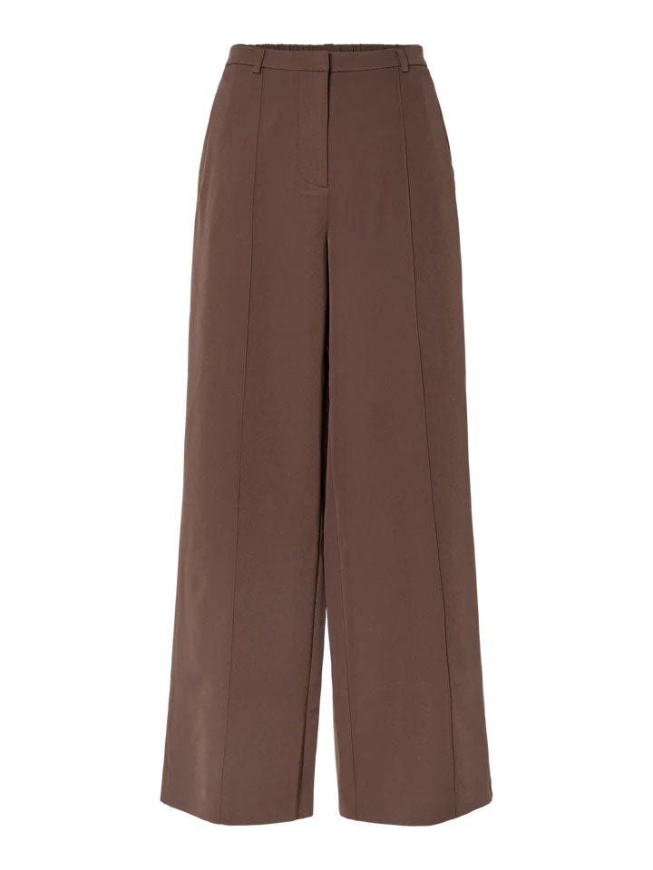 Pcminni High Waist Wide Leg Tailored Trousers-Hot Fudge