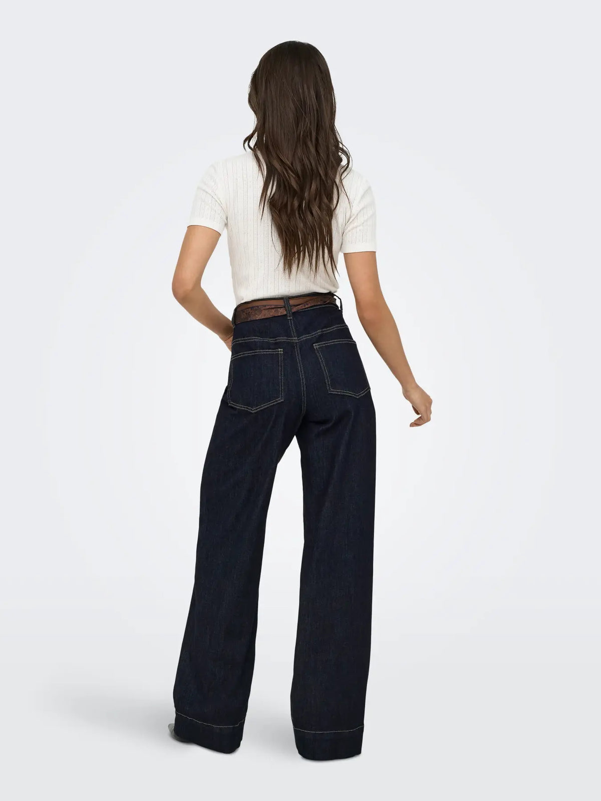 Onlmadison Blush high waist wide leg jeans with scarf
