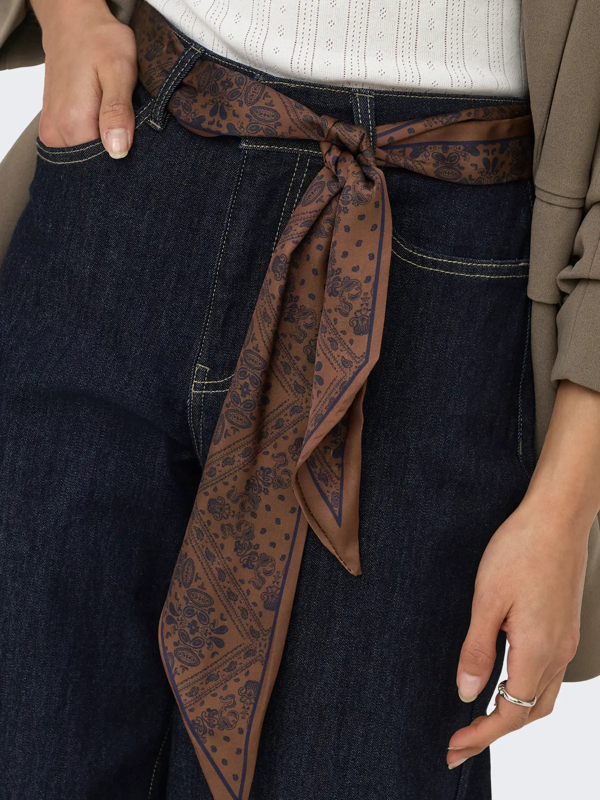 Onlmadison Blush high waist wide leg jeans with scarf