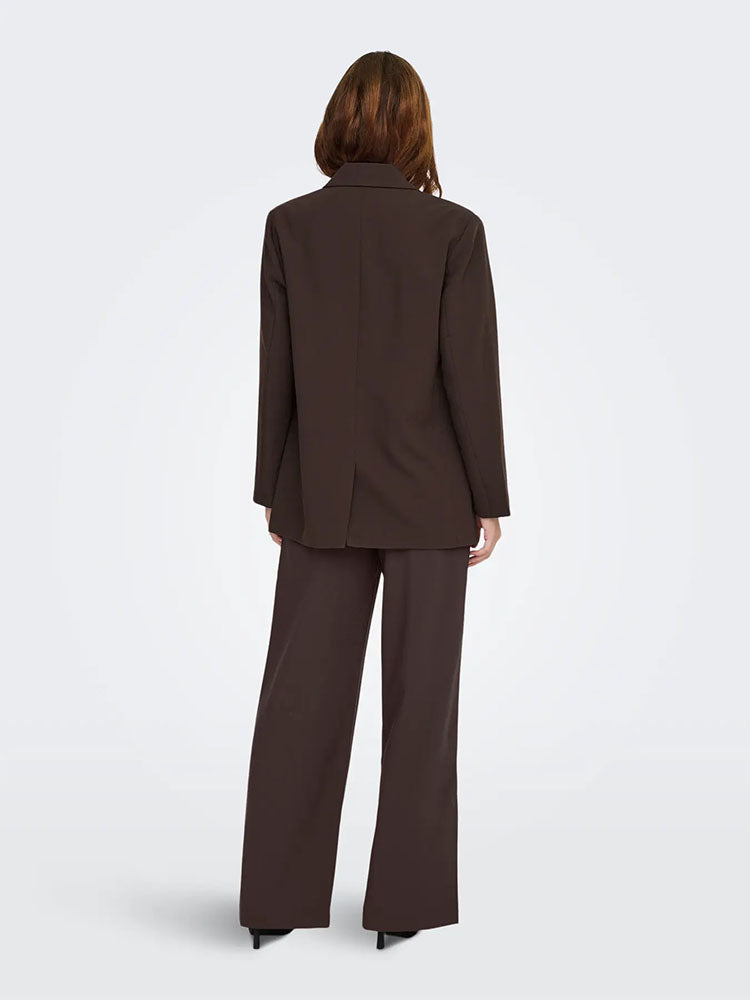 Onllinda Raven Long Sleeve Boyfriend Blazer-Coffee Bean