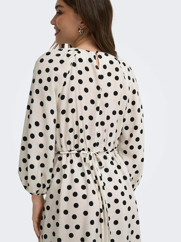 Onlmaizee Belted Maxi Dress-Polka Dot