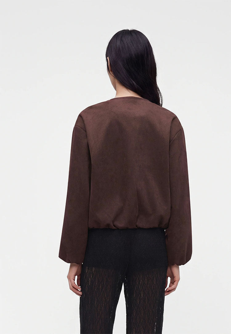Jdynia Faux Suede Bat Sleeve Jacket-Chocolate Torte