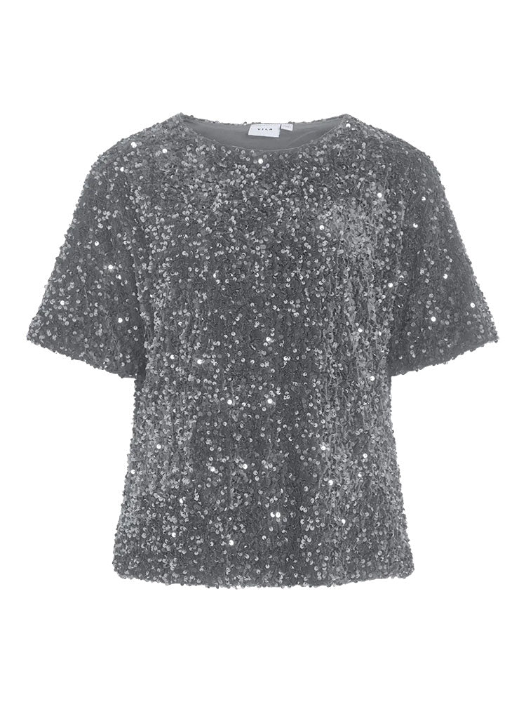 Vifaith Silver Sequins Top