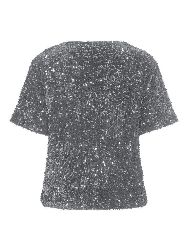 Vifaith Silver Sequins Top