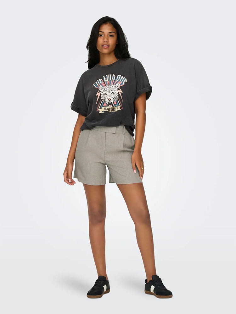 Onllinda High Waist Shorts-Beige