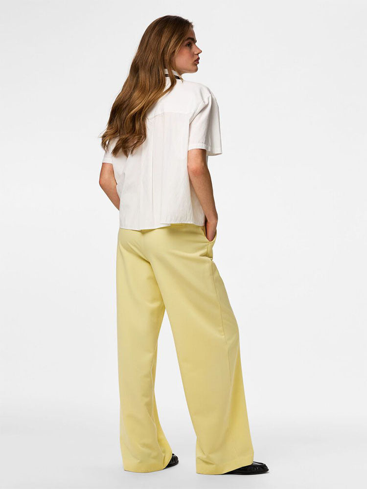 Pckamil High Waist Wide Trousers-Yellow