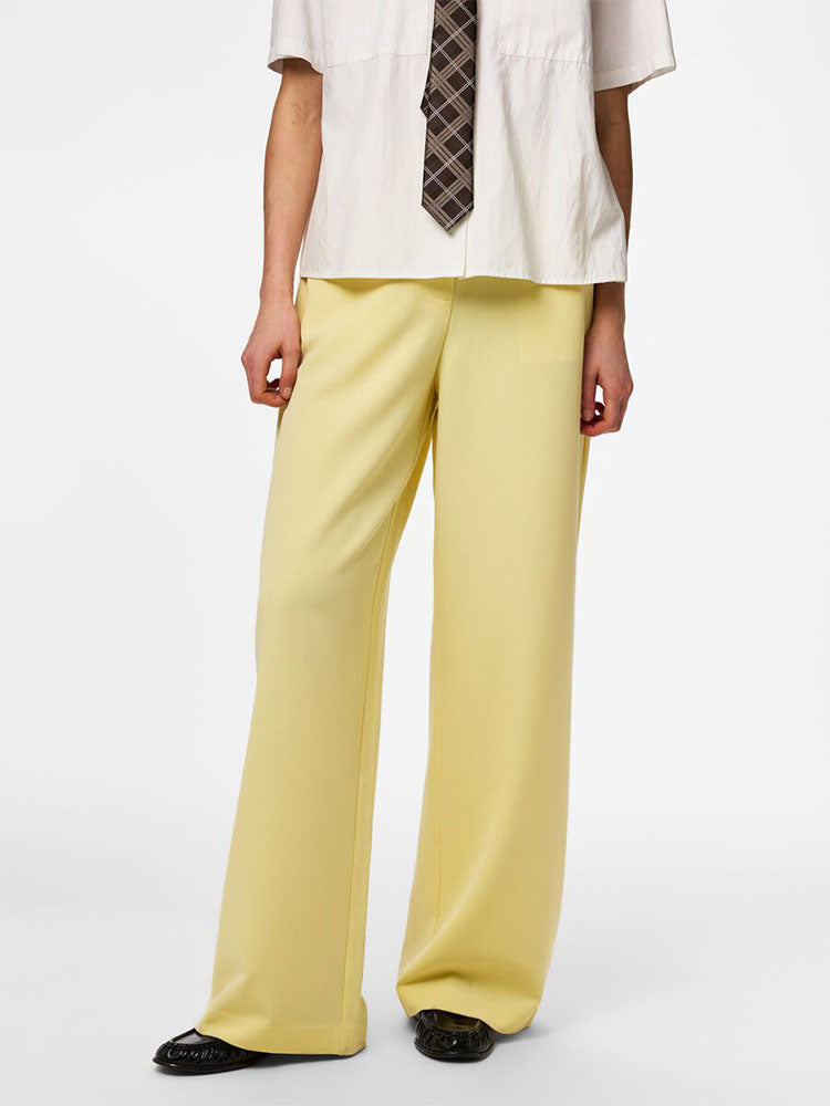 Pckamil High Waist Wide Trousers-Yellow