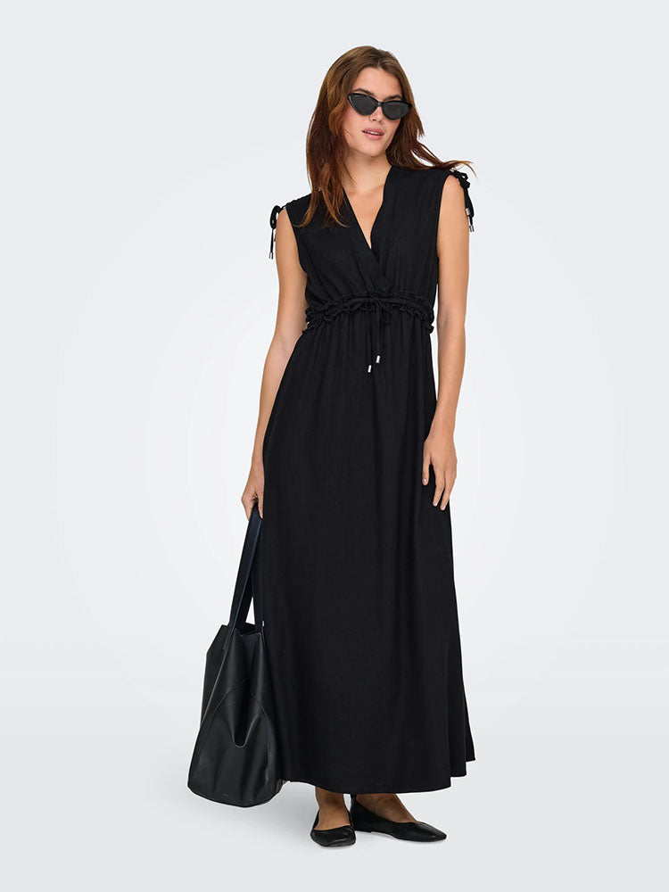 Onlgoa Linen Long Dress-Black