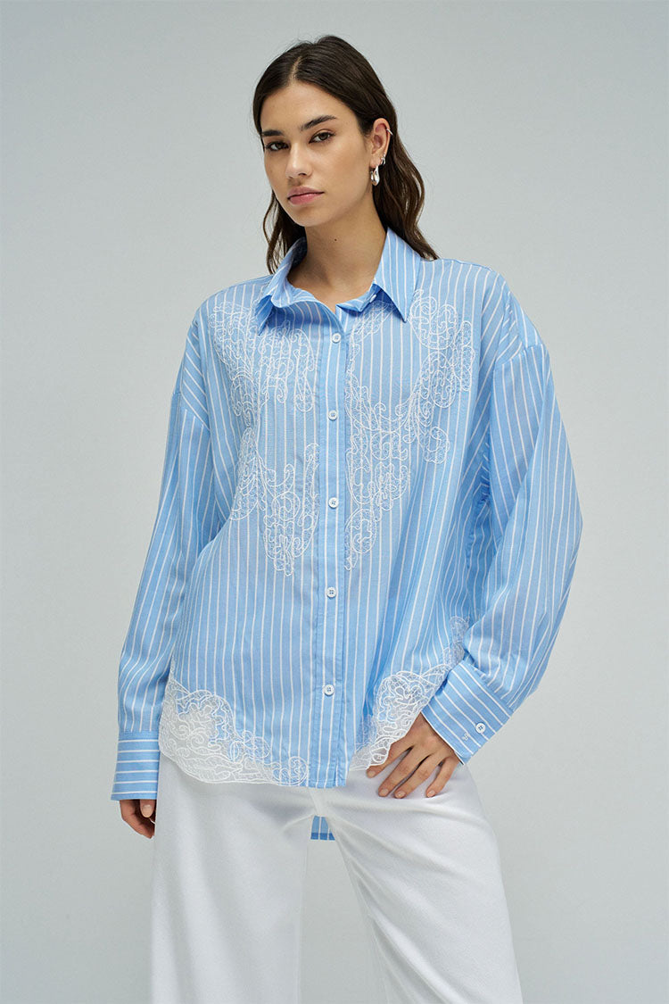Salsa Striped Shirt with Lace