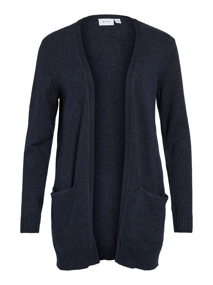 Viril Long Knit Cardigan-Navy