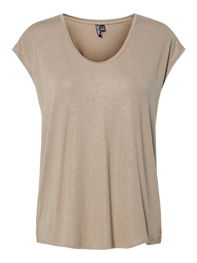 Pcalice Glitter T-Shirt- Beige