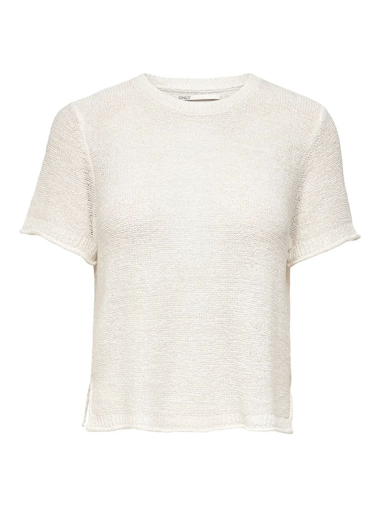 Onlsunny Short Sleeve Knit Top-Off White