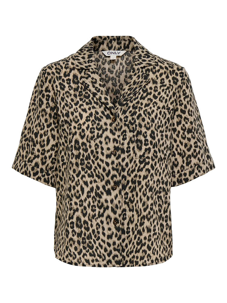 Onlemaa Button Shirt-Leopard Print