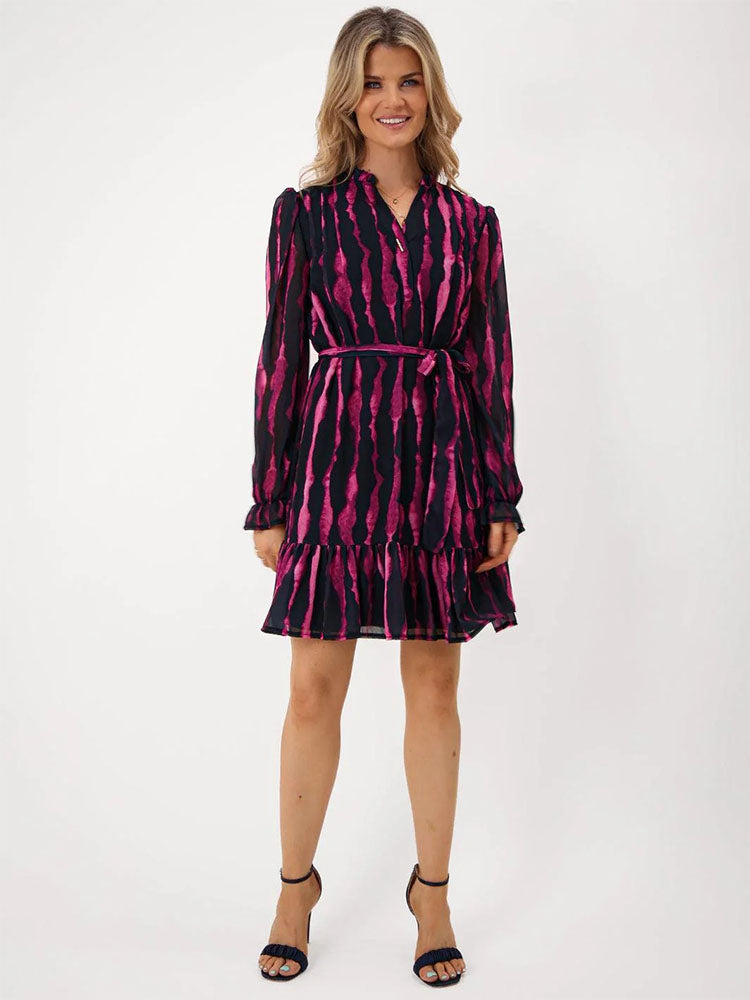 Kate &amp; Pippa Venus Mini Dress In Magenta Print