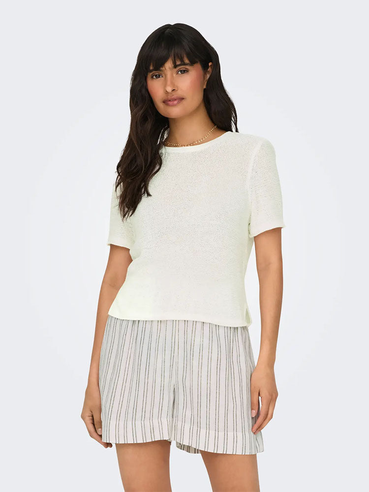 Onlsunny Short Sleeve Knit Top-Off White