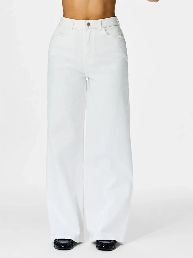 Pcselma High Waist Wide Leg Jeans-White