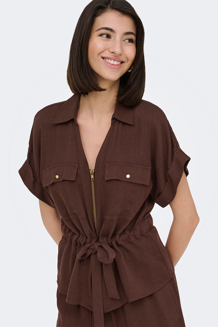 Jdymille Zip Shirt-Coffee