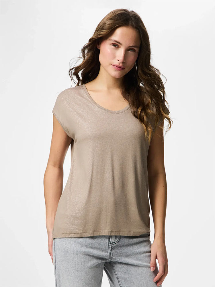 Pcalice Glitter T-Shirt- Beige