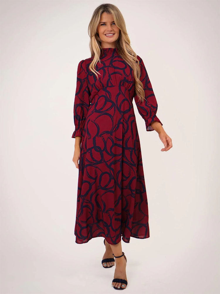 Kate &amp; Pippa Simona Midi Dress In Magenta / Navy