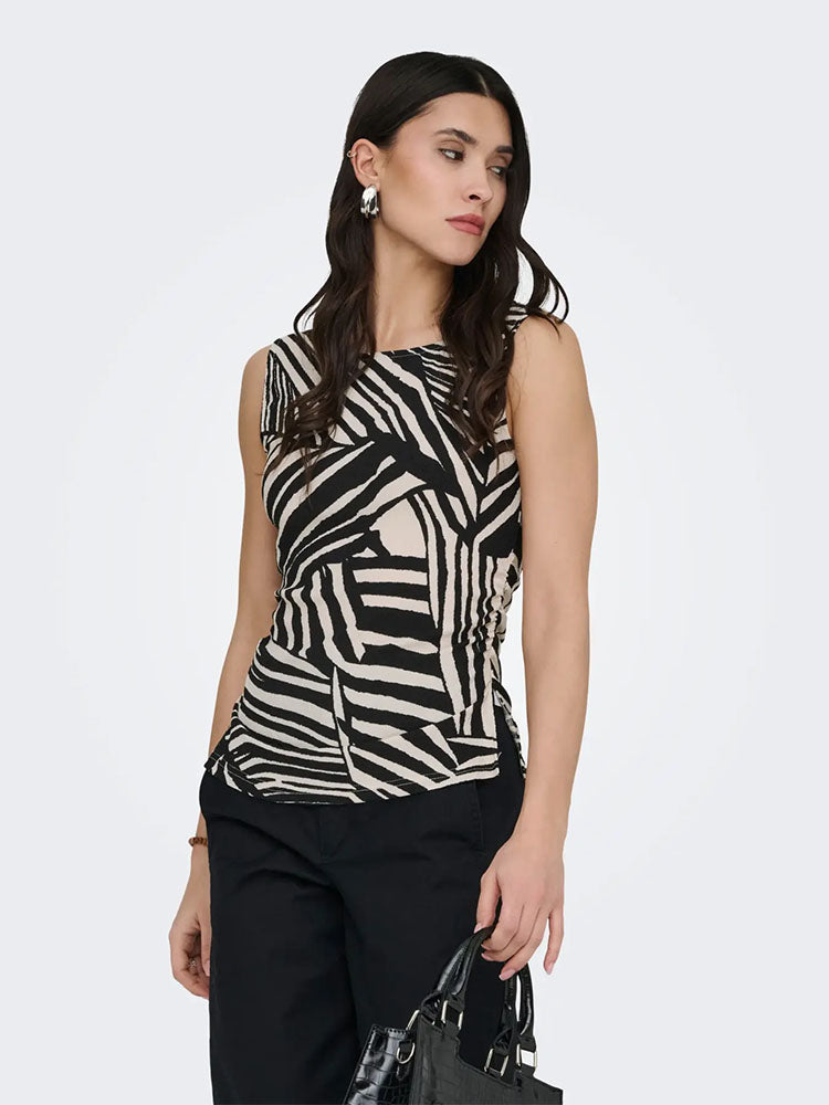 Jdydebbie Top- Black/Beige Print