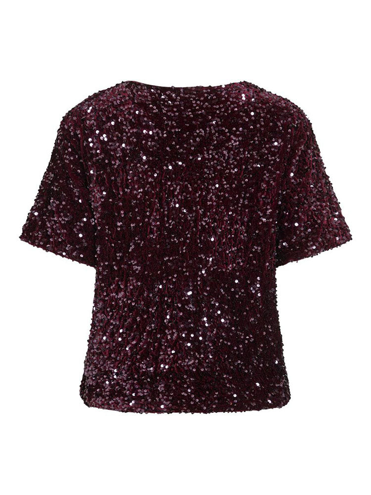 Vifaith Burgundy Short Sleeve Top