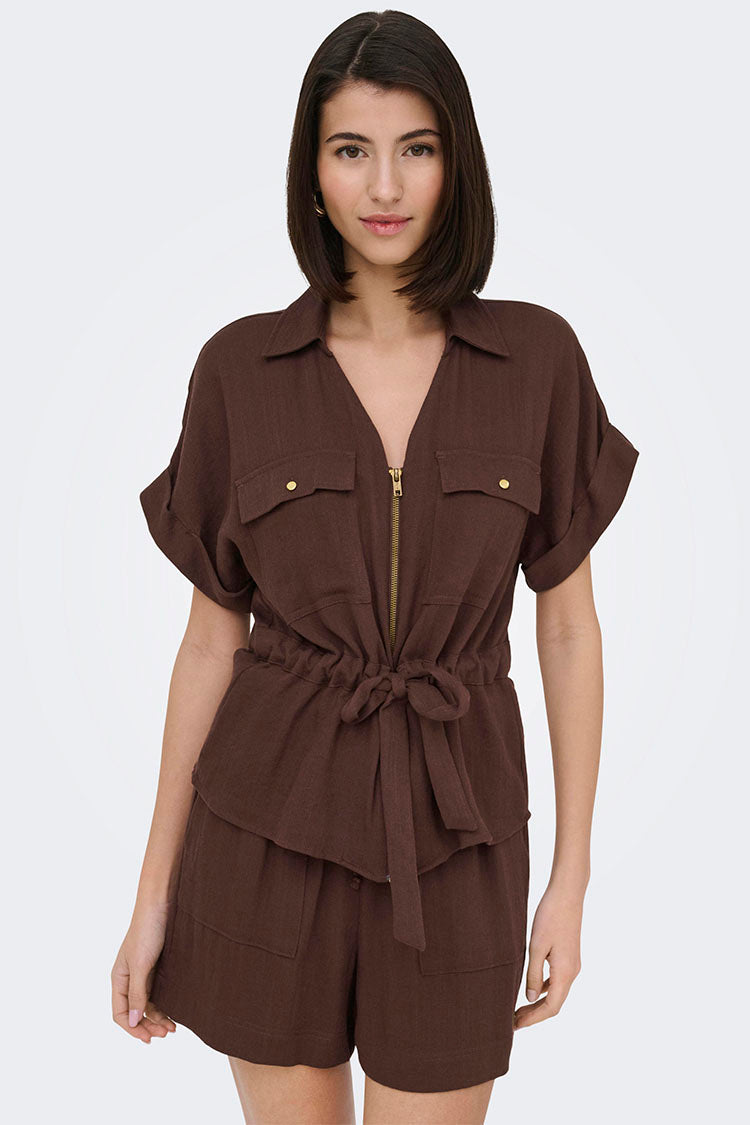 Jdymille Zip Shirt-Coffee