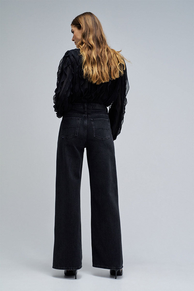 Salsa Wide Leg Jeans-Black Wash