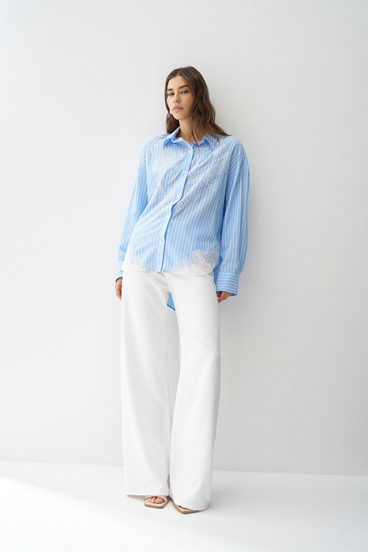 Salsa Striped Shirt with Lace