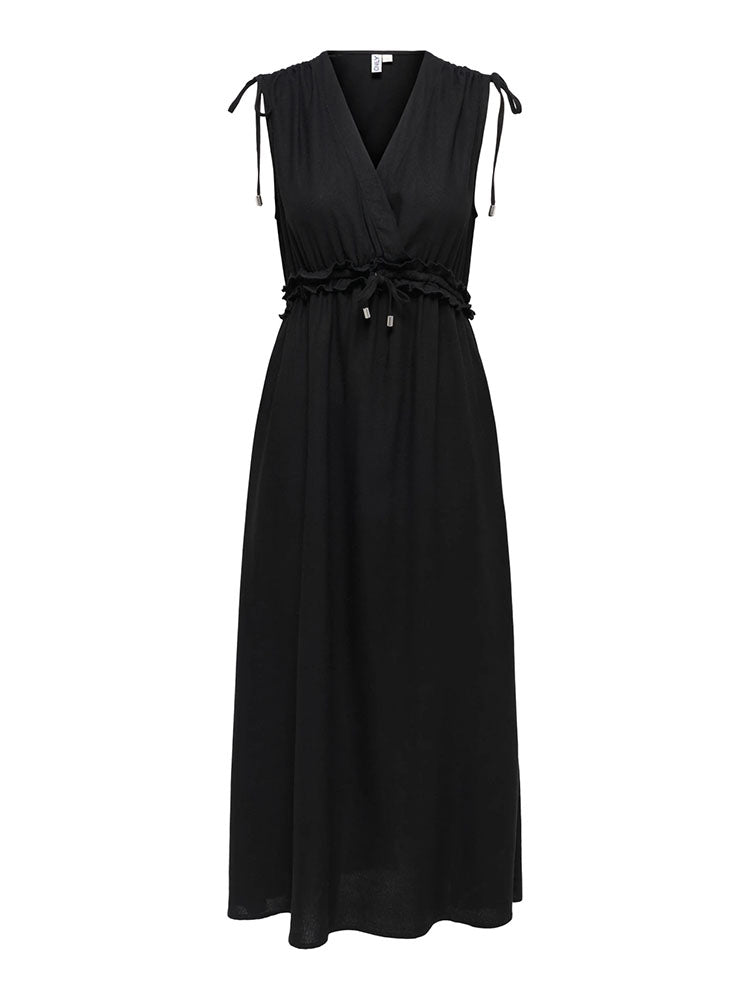 Onlgoa Linen Long Dress-Black